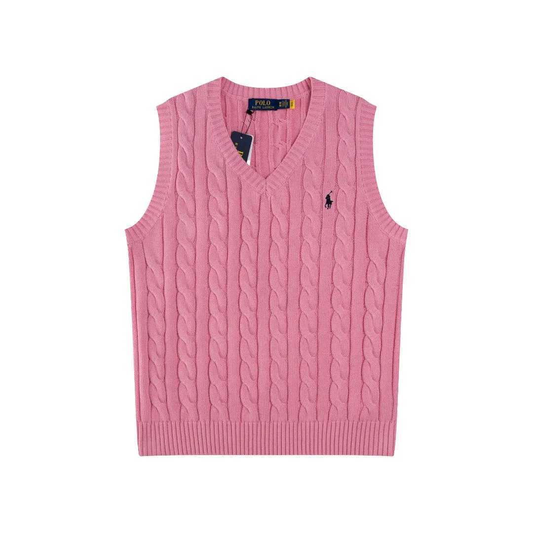 P176 #R82 Ralph Lauren Small Label Cable V Neck Vest Sleeveless Twist Sweater Women's Top Size: XS S M L Color: White Yellow Light Blue Pink Khaki Gray Navy Black Classic Cotton Yarn 100% White Cotton High Quality Classic Style Has Always Been Popular! The workmanship details are very good! Wearing a vest with a shirt is always the standard, with classic brand embroidery on the chest! All major stars have the same style! Best for couples. High quality goods! Xinjiang cotton micro-elastic and smooth fabric has excellent quality. Pure cotton is soft and skin-friendly. Length: 60/61/63/65 Bust: 44/46/49/52 Shoulder width: 36/37.5/39/41